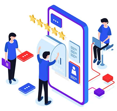 Illustration of Android app developers working on a mobile application