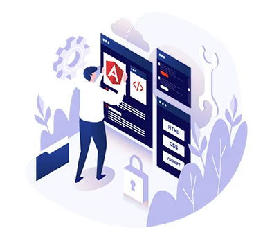 Developer working with Angular code